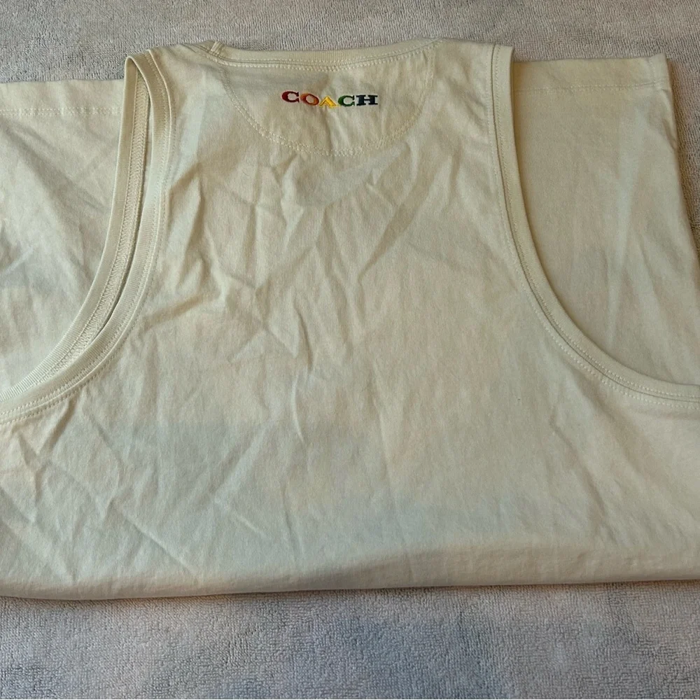 Coach Cream Tank Top with Red and Blue Print